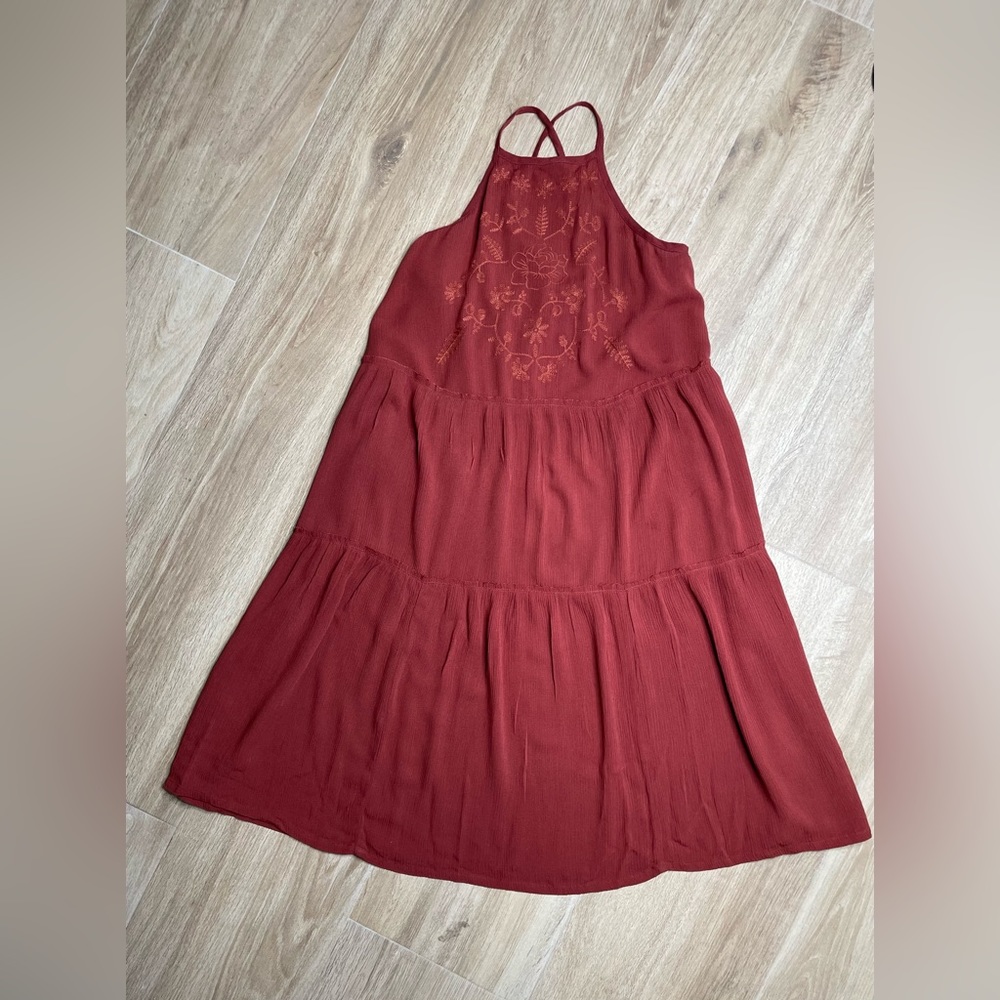 Mossimo  Supply co. Cross Back Sleeveless High Neck Boho Dress W/ Flower Design